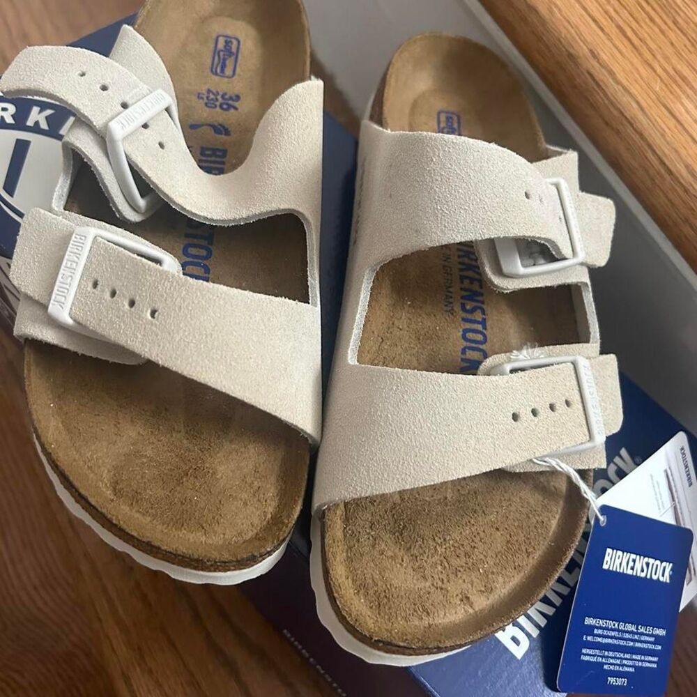 Birkenstock Women's Cream and Tan Sandals